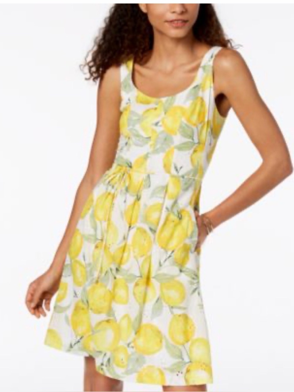 Pappagallo lemon print eyelet dress sleeveless A-line cotton A-line size 12 NWT